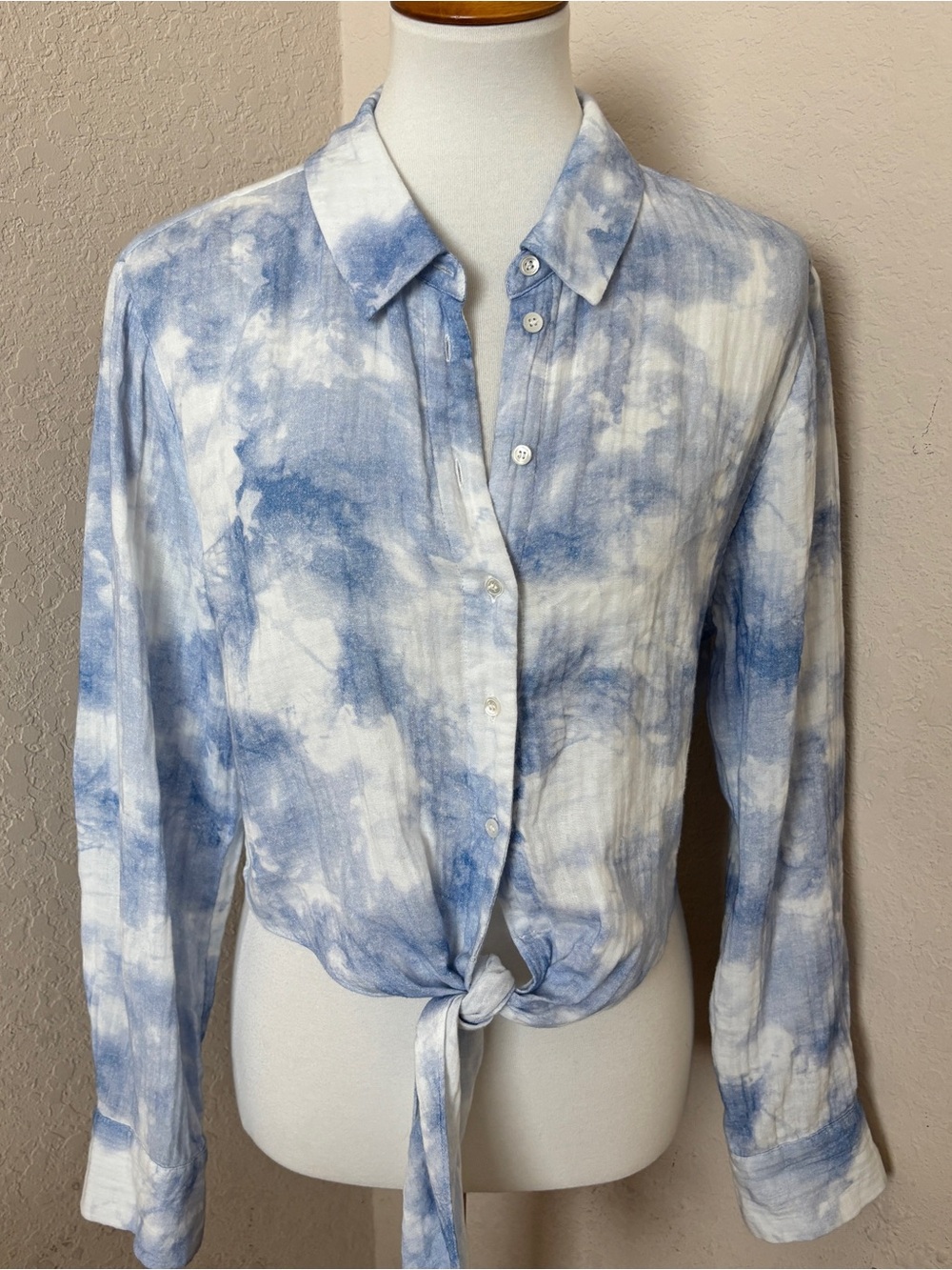 Jonathan Simkhai Swim Beachy 100% Cotton Anabella Top Coverup Sky Tie Dye Sz M - Picture 3 of 7